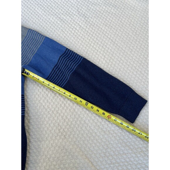 LL Bean Sweater‎ Men's Size Large Striped Blue Gray Cotton Cashmere Blend V-Neck - Picture 12 of 14
